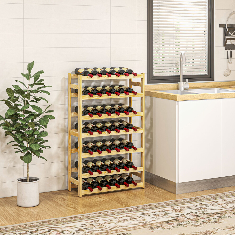 Homcom Free Standing Wooden Wine Rack 42 Bottles Holders, Natural