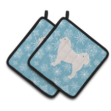Caroline's Treasures BB3527PTHD Winter Snowflake Polish Tatra Sheepdog Pair of Pot Holders 7.5H x 7.5 W Multicolor