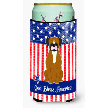 """"Caroline's Treasures BB3111TBC Patriotic USA Flashy Fawn Boxer Tall Boy Hugger koude drank-koozies Veelkleurig""""