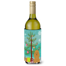 """"Caroline's Treasures BB4194LITERK Merry Christmas Tree Poedel Tan Wijnfles Drank Isolator Hugger 750ml Veelkleurig""""