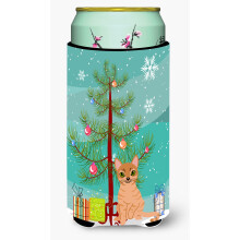 Caroline's Treasures Australian Mist Cat Merry Christmas Tree Tall Boy Beverage Insulator Hugger Multicolor
