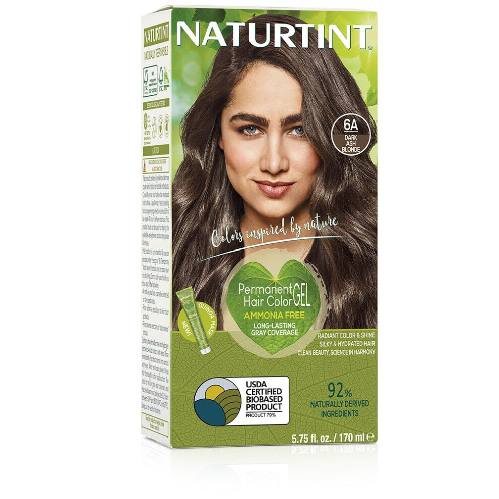 Naturtint Colore Permanente Per Capelli, Biondo Cenere Scuro 6A, Arricchito Con Piante, Senza Ammoniaca, Copertura Grigia Di Lunga Durata E Colore Luminoso, Nutrimento E Protezione-image