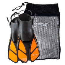Seavenger Torpedo Zwemvinnen | Reisformaat | Snorkelvinnen met Mesh Tas voor Dames, Heren en Kinderen (Oranje, L/XL)
