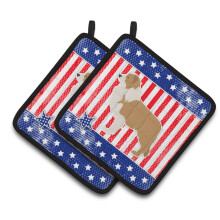 Caroline's Treasures BB3322PTHD USA Patriotic Red Border Collie Pair of Pot Holders 7.5H x 7.5 W Multicolor