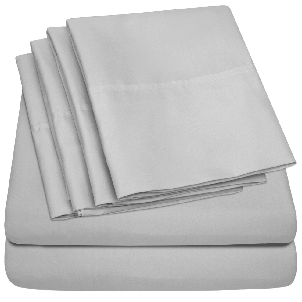 Sweet Home Collectio Silver Queen Sheets - 6 Piece 1500 Supreme Collection Fine Brushed Microfiber Deep Pocket Queen Sheet Set Bedding - 2 Extra Pillow Cases Great Value