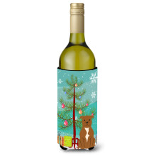 """"Caroline's Treasures BB4172LITERK Merry Christmas Tree Staffordshire Bull Terrier Brown Wine Bottle Beverage Insulator Hugger 750ml Multicolor""""