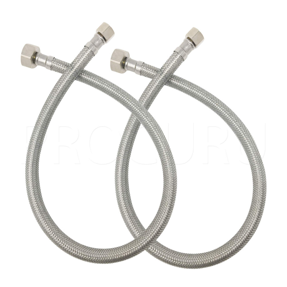 2-Pack Procuru 16 Length X 3/8 Comp X 1/2 Fip Faucet Hose Connector Stainless Steel Braided Supply Line 9Sf16-2P 7755869688670