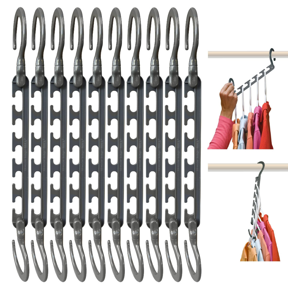 Wonder Hanger Max - Paquete De 10 Perchas Ahorradoras De Espacio Con Ganchos Reforzados, Giro De 360 Grados, Organizador De Armarios Para Dormito-image