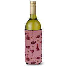 """"Caroline's Treasures BB5195LITERK Rode Wijn op Linnen Wijnfles Drankisolator Hugger 750ml Veelkleurig""""