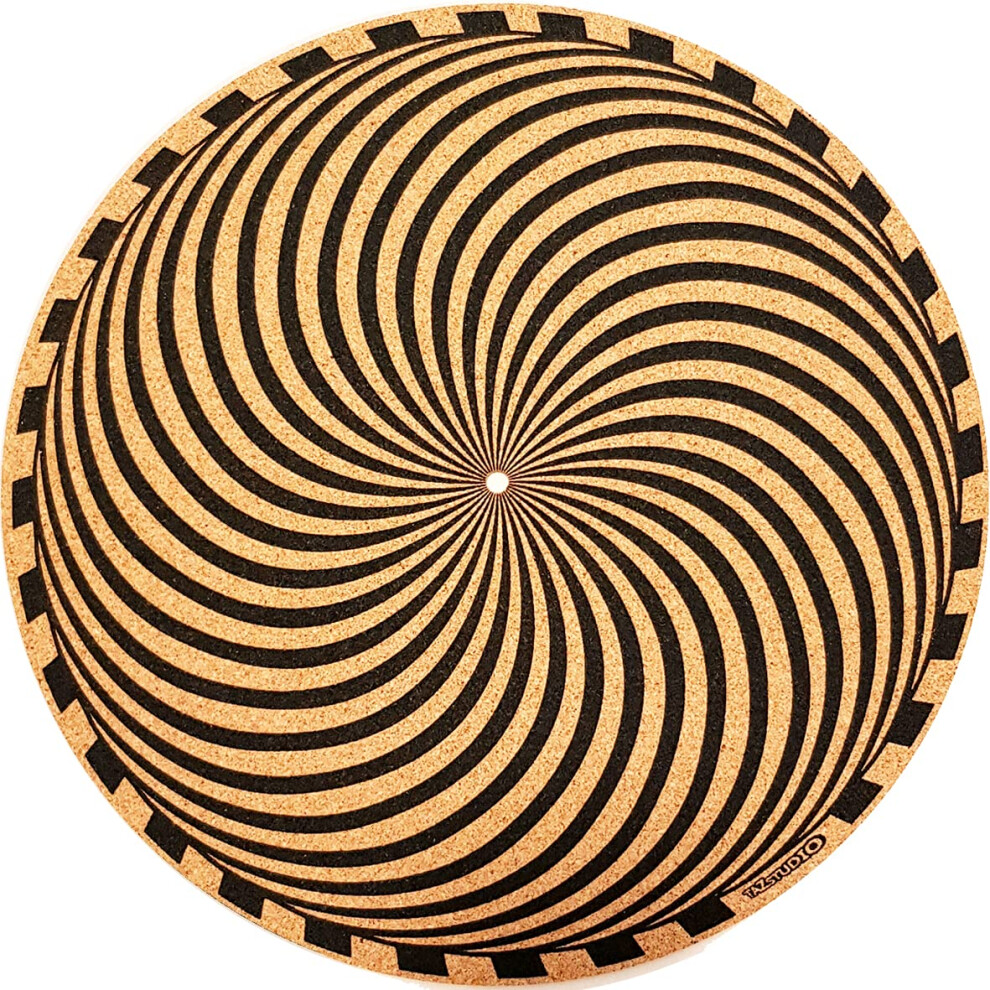 TAZstudio Premium slipmat - Cork Turntable Mat for Better Sound Support on Vinyl LP Record Player - Cork mat Original Art Design - Psychedelic Geometr