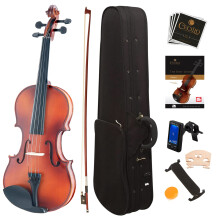 Mendini por Cecilio Violin for Kids & Adults - 1/4 MV300 Satin Antique Violins Student ou Iniciante Kit com Caso Bow Extra Strings Tuner Livro de