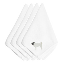""""Caroline's Treasures BB3447NPKE Mopshond geborduurde servetten (set van 4) 20"""""""" Veelkleurig""""