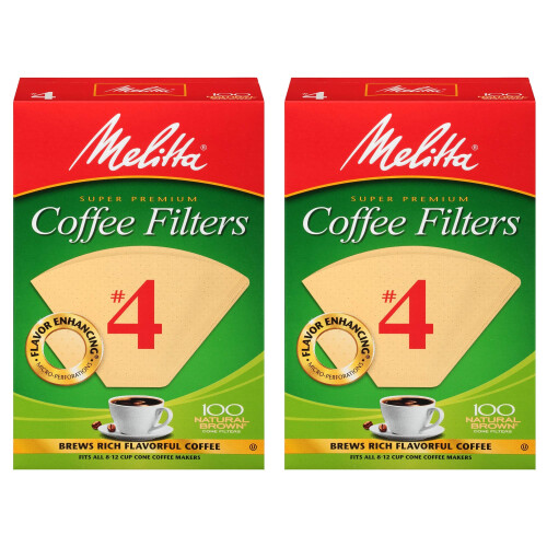 Melitta Φίλτρα καφέ Melitta #4 Φυσικό καφέ, συσκευασία 2 φίλτρων των 100.