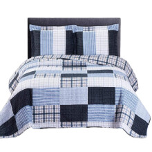 Tradi      o real de retalhos impressos Zoe Microfiber King-California King 3pc Conjunto de colcha azul