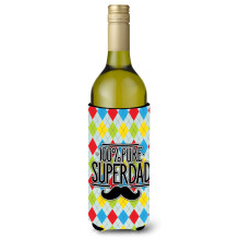 „”Caroline's Treasures BB5440LITERK 100% Pure Dad Argyle Butelka wina Izolator na napoje Hugger 750 ml Multicolor”
