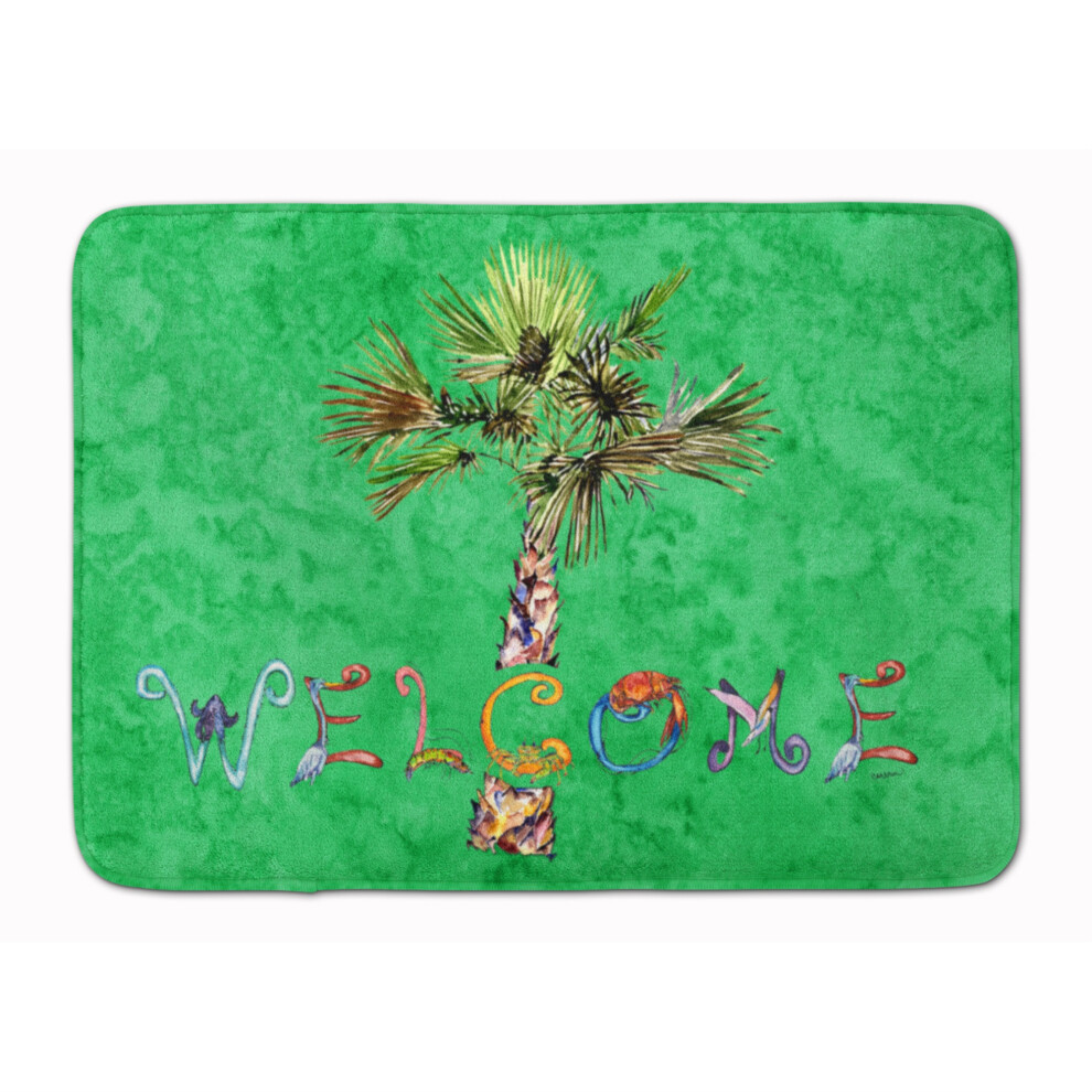 Tappetino Da Pavimento Caroline's Treasures Welcome Palm Tree Su Sfondo Verde, 19"" X 27"" Multicolore-image