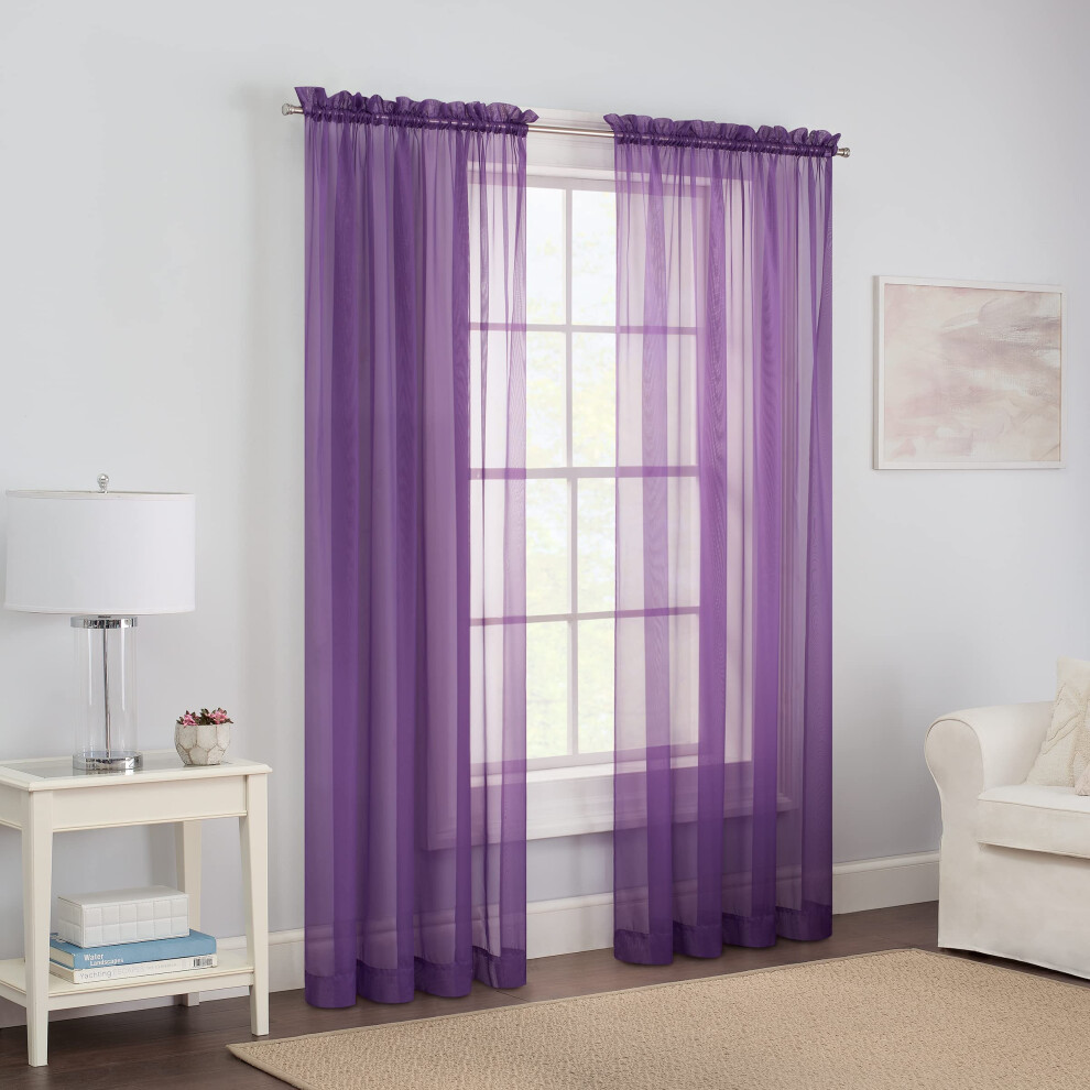 Pairs To Go Victoria Voile-Vorh Nge Mit Stangentasche, Transparent, F R Schlafzimmer Oder Wohnzimmer, 149,9 X 241,3 Cm, Lila, 2 Bahnen-image