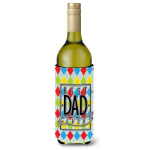 „”Caroline's Treasures BB5442LITERK Najlepszy tata w historii Argyle Butelka na wino Izolator na napoje Hugger 750 ml Wielokolorowy”