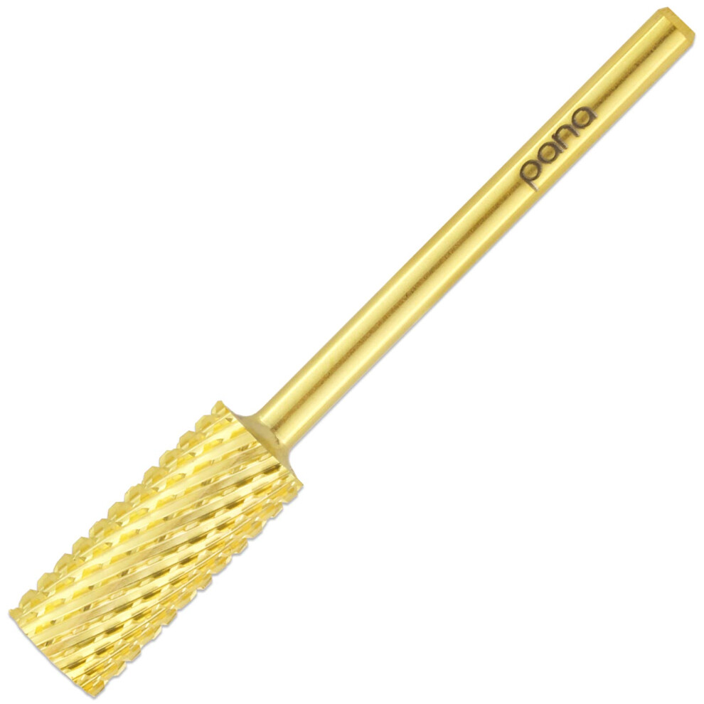 Pana Gold Flat Top Small Barrel 332 Shank Size - Coarse Grit - Fast Remove Acrylic Or Hard Gel Nail Drill Bit For Manicure Pedicure Salon Professiona