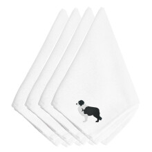 """"Caroline's Treasures BB3423NPKE Zwarte Border Collie geborduurde servetten (set van 4) 20"""""""" Veelkleurig""""