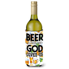 ""Caroline's Treasures BB5413LITERK Bier is het bewijs dat God van je houdt Wijnfles Drankisolator Hugger 750ml Veelkleurig""""