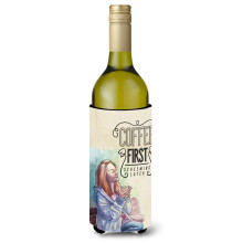 Caroline's Treasures BB5403LITERK Coffee First Sign Butelka na wino Izolator na napoje Hugger 750ml Multicolor""