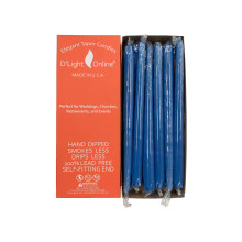 D'light Online Elegant Unscented Medium Royal Blue Taper Premium Quality Candles Hand-Dipped  Dripless and Smokeless - Set of 12 Individually Wrapped