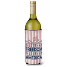 """"Caroline's Treasures BB5444LITERK Freedom I Love America Wijnfles Drankisolator Hugger 750ml Veelkleurig""""