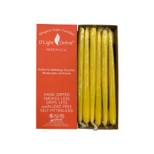 D'light Online Elegant Unscented Yellow Taper Premium Quality Candles Hand-Dipped  Dripless and Smokeless - Set of 12 Individually Wrapped 12 Inch  Ye