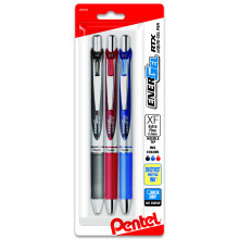 Pentel EnerGel RTX sisäänvedettävä nestemäinen geelikynä (0,3 mm) neulankärki Extra Fine Line -muste 3-osainen (BLN73BP3M)