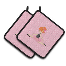 Caroline's Treasures BB5165PTHD Ballerina Red Head Jete Pair of Pot Holders 7.5 H x 7.5 W Multicolor