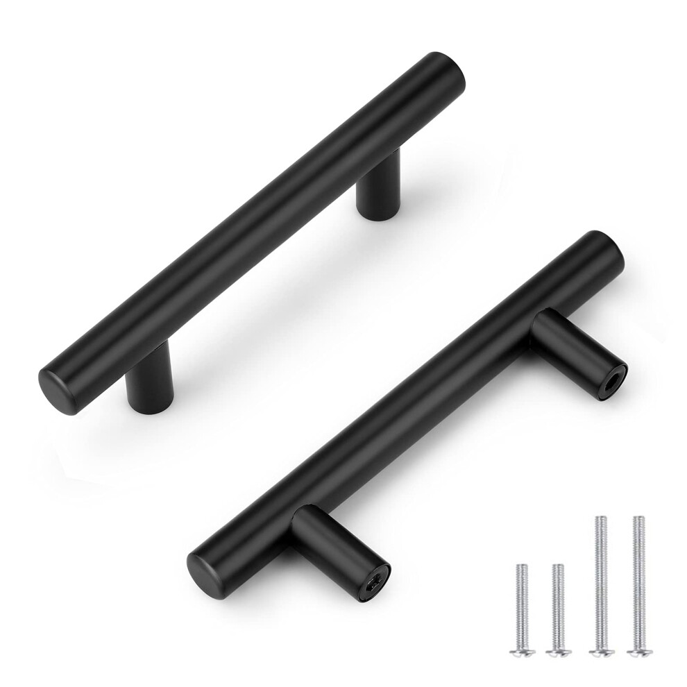 Probrico 30 Pack Black Stainless Steel Kitchen Cabinet Door Handles T Bar Drawer Pulls Knobs Diameter 1/2 inch Hole Centers:3inch-5inch Length-image-OPC-PFQFYDF-NEW