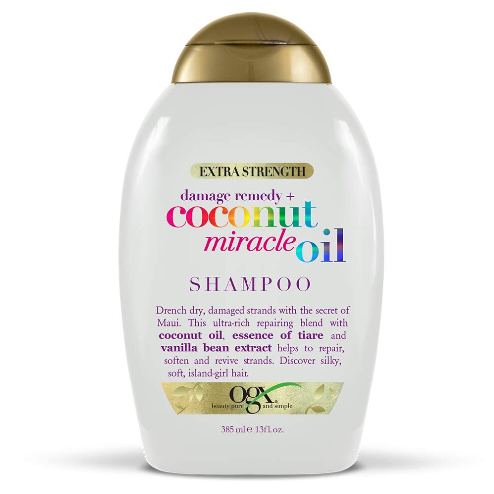 Ogx Shampoo Coconut Miracle Oil 13 Ounce X-Strength 385ml 2 Pack
