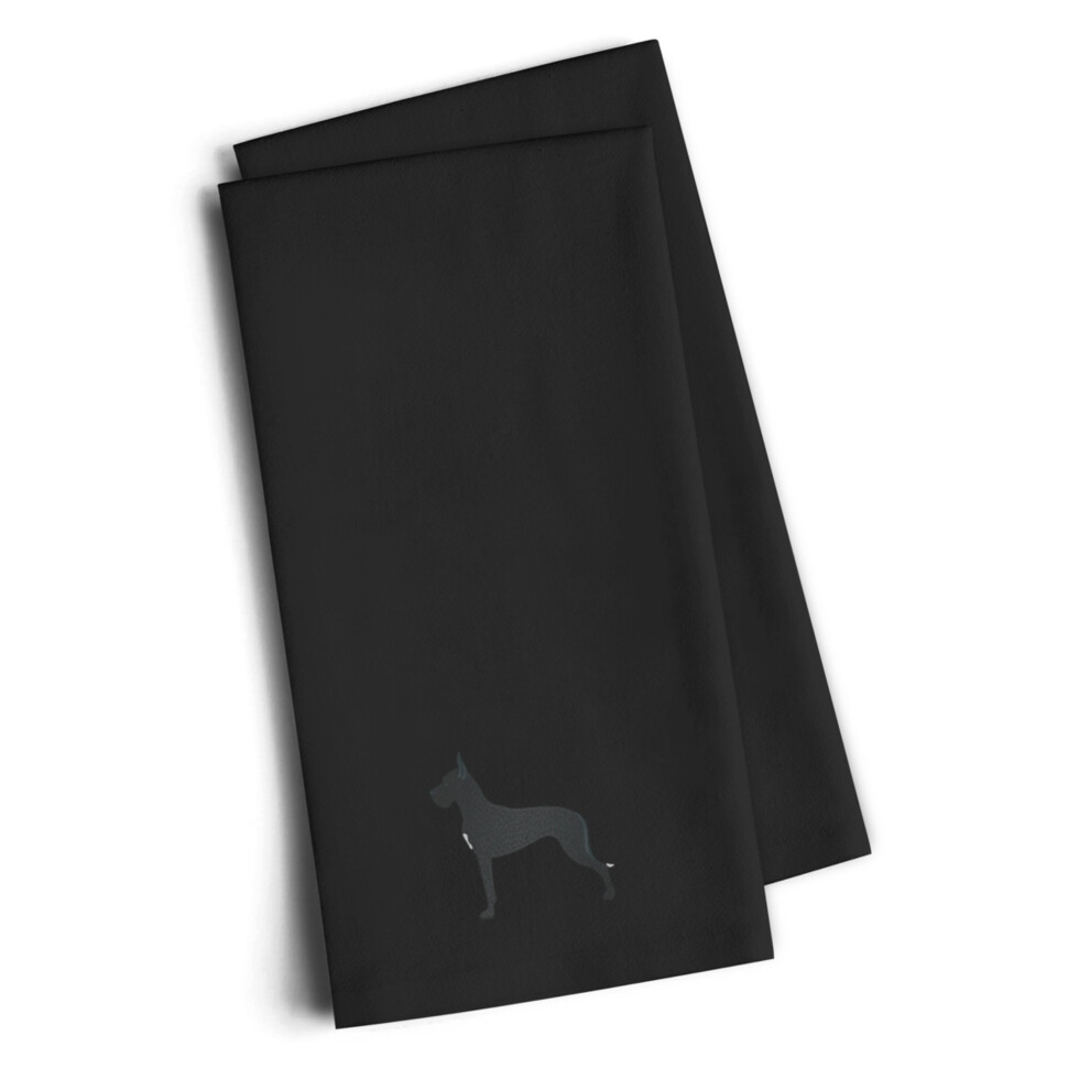 Serviette de cuisine brodée noire « Caroline's Treasures BB3475BKTWE » (lot de 2) Motif dogue allemand, 71 cm de hauteur x 48 cm de largeur, mult