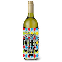 """"Caroline's Treasures BB5439LITERK Happy Father's Day Argyle wijnfles drankisolator Hugger 750ml veelkleurig""""