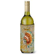 Caroline's Treasures BB5127LITERK Fla a na v no s indi nskou lebkou na Den mrtvych, izolacn obal, 750 ml, viacfarebn