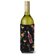 Caroline's Treasures BB5197LITERK Cerven a biele v no na ciernom obale, fla a na v no, n pojov izol tor, 750 ml, viacfarebn