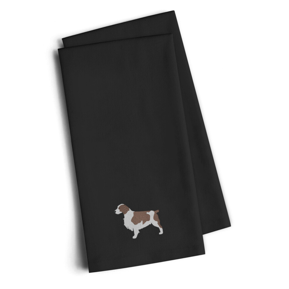 ""Caroline's Treasures BB3400BKTWE Welsh Springer Spaniel Zwarte Geborduurde Keukenhanddoek (Set Van 2) 28"""""""" H X 19"""""""" B Multicolor""""-image