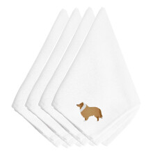 """"Caroline's Treasures BB3416NPKE Collie Embroidered Napkins (Set of 4) 20"""""""" Multicolor""""