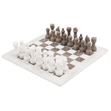 Radicaln Marble Chess Set 15 Inches White and Grey Oceanic Handmade Chess Sets for Adults -1 Chess Board & 32 Chess Pieces - Board Chess Game 2 Player