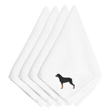 """"Caroline's Treasures BB3466NPKE Rottweiler Embroidered Napkins (Set of 4) 20"""""""" Multicolor""""