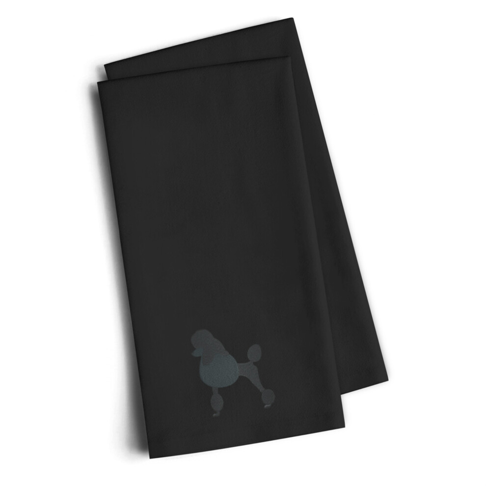 Serviette de cuisine brod   e noire Caniche de Caroline's Treasures BB3439BKTWE (lot de 2) 71 cm H x 48 cm L Multicolore