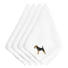 ""Caroline's Treasures BB3457NPKE Airedale Terrier geborduurde servetten (set van 4) 20"""""""" Veelkleurig""""