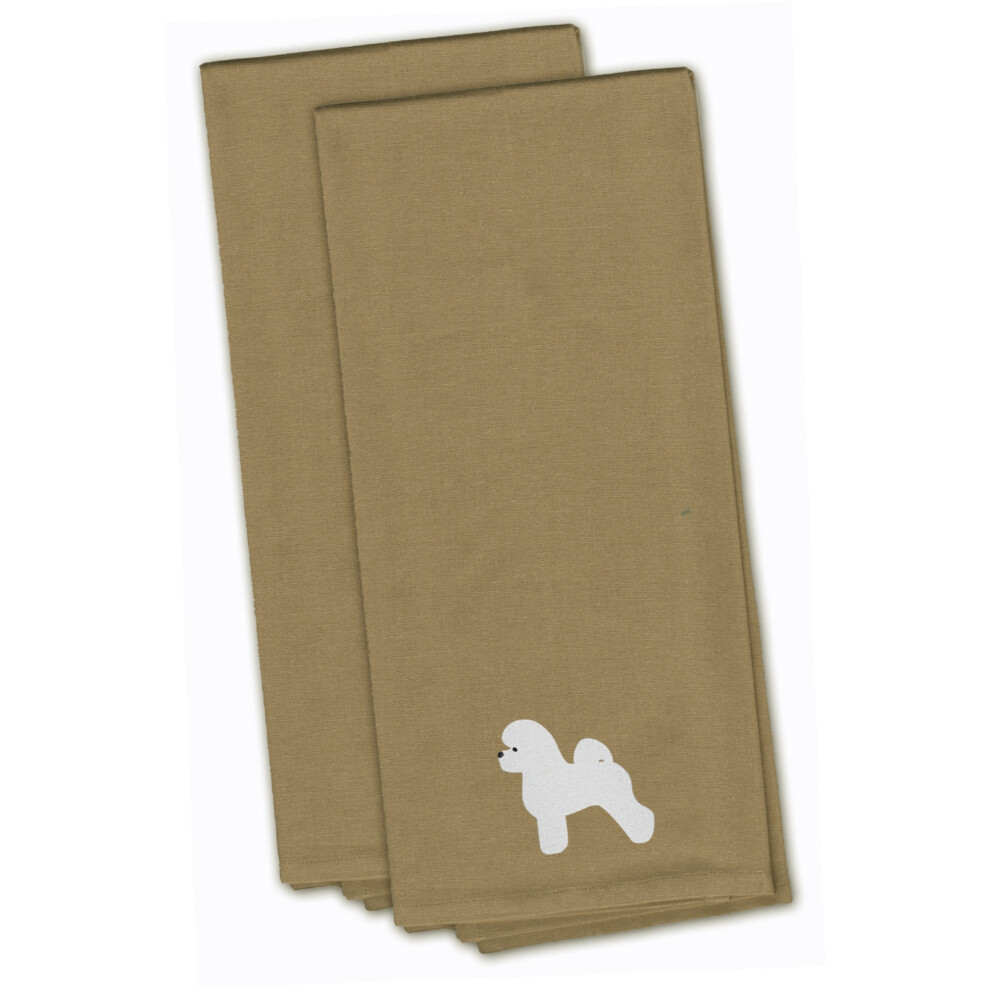 Serviette de cuisine brod   e Bichon fris    beige Caroline's Treasures BB3445TNTWE (lot de 2) 71 x 48 cm Multicolore