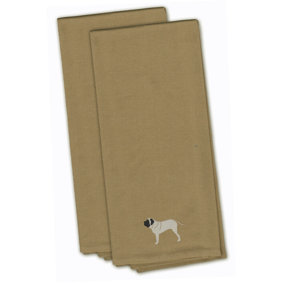 Serviette de cuisine brod   e marron clair       Caroline's Treasures BB3456TNTWE       (lot de 2) Motif dogue anglais 71 x 48 cm Multicolore