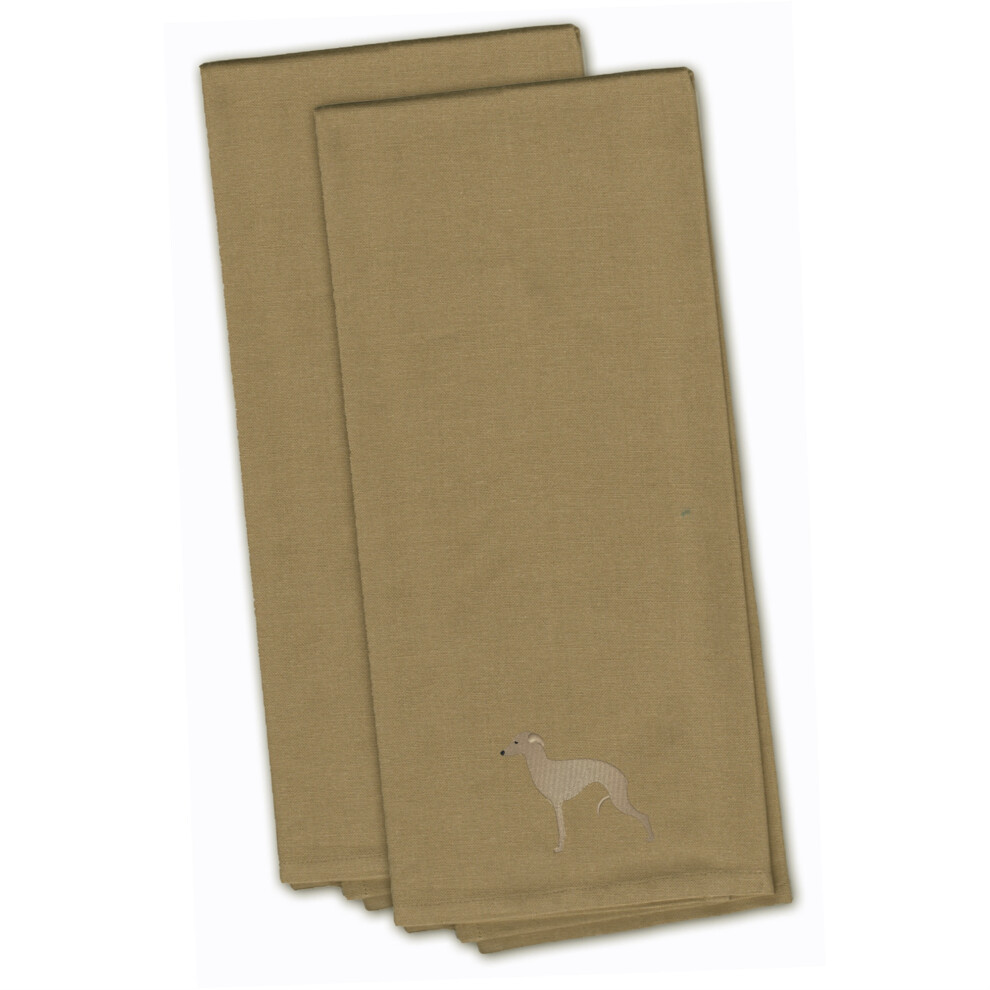 Serviettes de cuisine brod   es Caroline's Treasures BB3414TNTWE, motif l   vrier italien, beige (lot de 2), 71 x 48 cm, multicolores