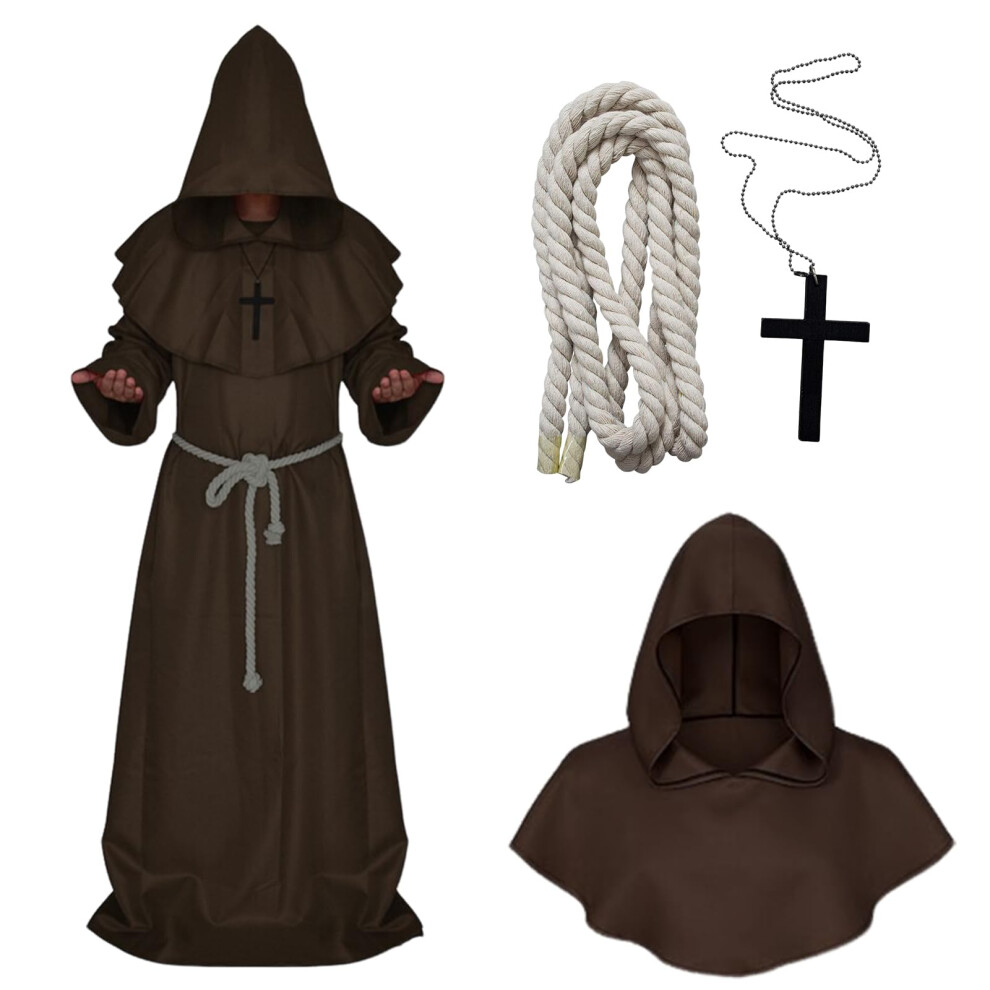 Robe de moine m   di   vale, robe de pr   tre, costume de cosplay d'Halloween, cape