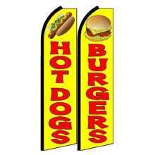 Pacote de 2 bandeiras Swooper de cachorro-quente e hambrguer | Bandeira Heavy Duty Hotdog + Bandeira Burger para Publicidade Empresarial | Banne