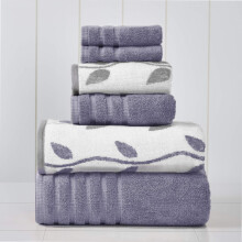 Fils modernes Amrapur a l'etranger 6 pieces Vines biologiques teintes de fil Jacquard / Solid Ultra Soft 500gsm 100% de serviette en coton peigne