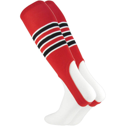 TCK Striped-Baseball- Stirrups Pattern D Scarlet/White/Black  Large